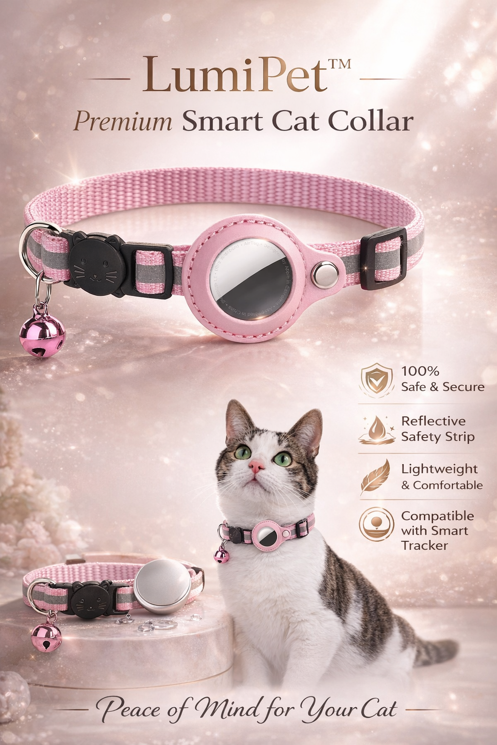 Reflective AirTag Cat Collar