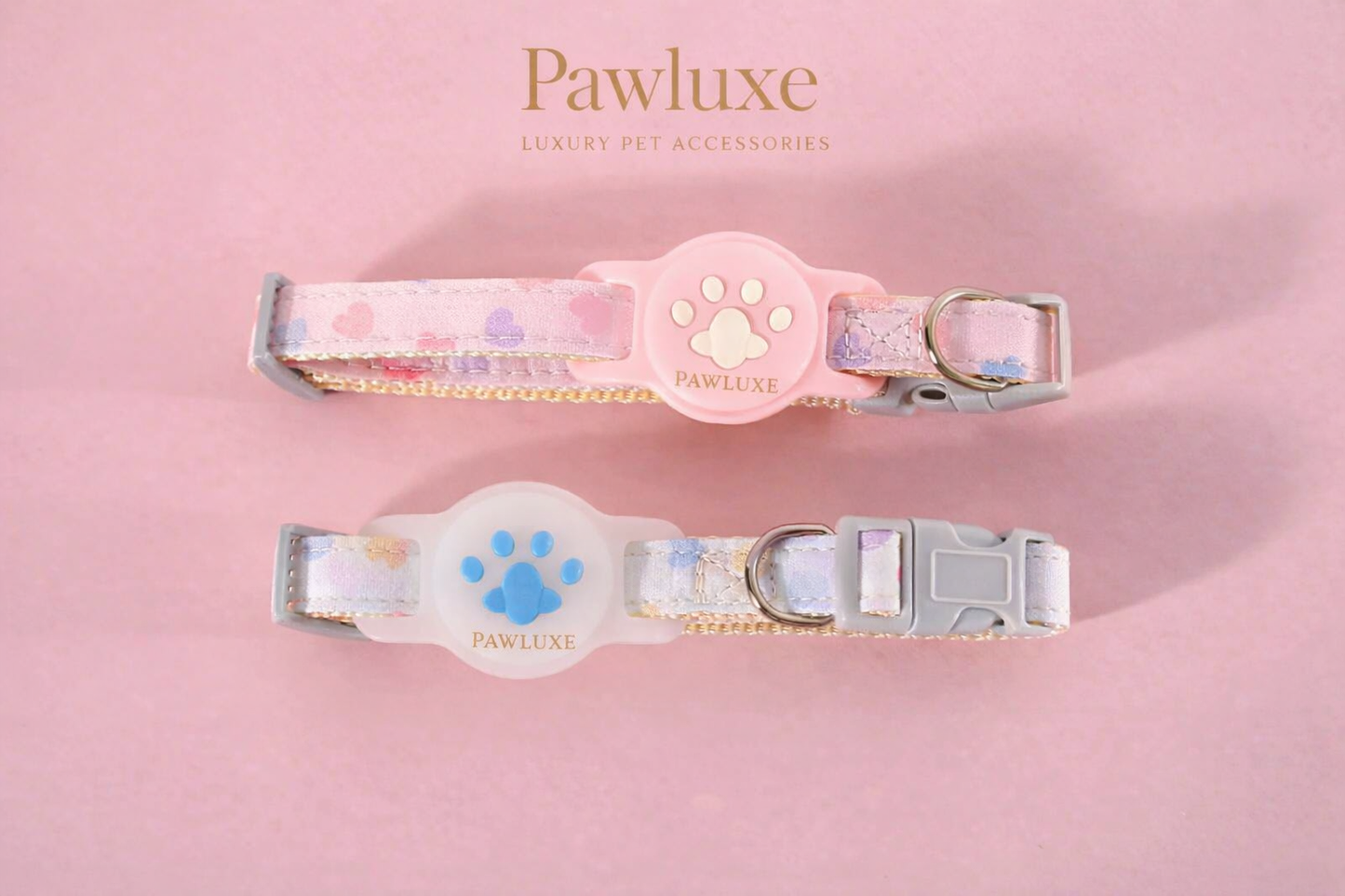Heart & Paw Print AirTag Pet Collar