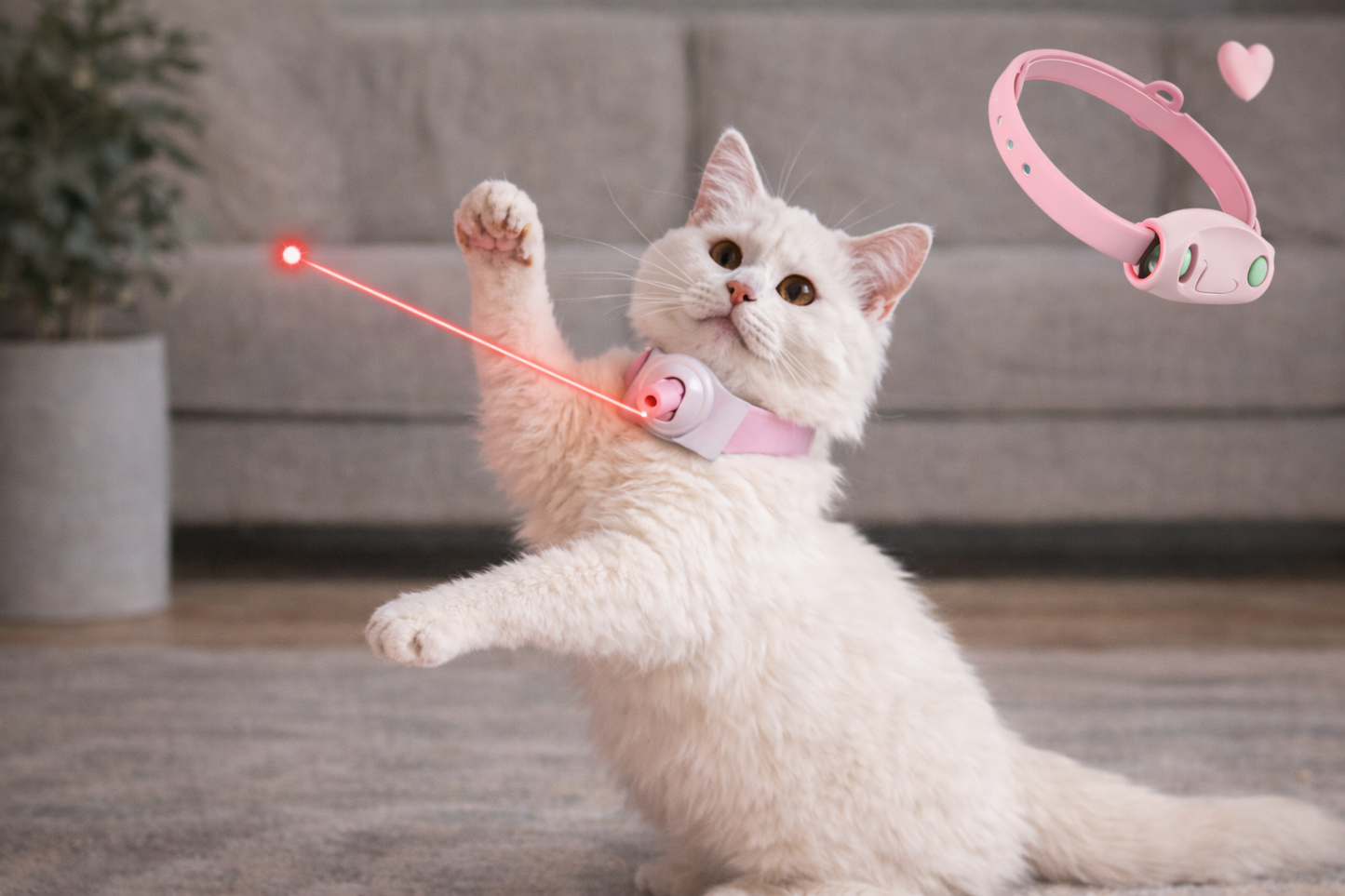 Cat Collar Laser Toy with Red Light, Interactive Cat Laser Toy for Bored Indoor Cats, Rechargeable Electric Laser Collar Toy