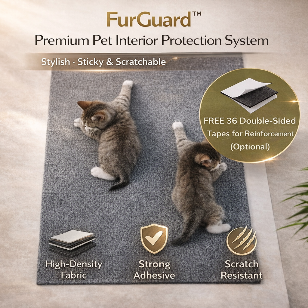 FurGuard™ Premium Scratch Protection Panels – Luxury Self-Adhesive Cat Furniture & Wall Protector (Custom Cut, Multi-Surface, Removable)